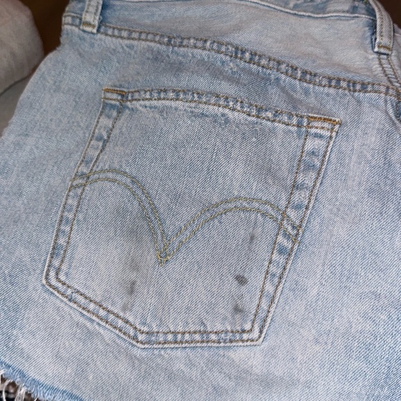 Levi's Denim Cutoff Shorts 501s W31 Blue Light Wash - Picture 5 of 7